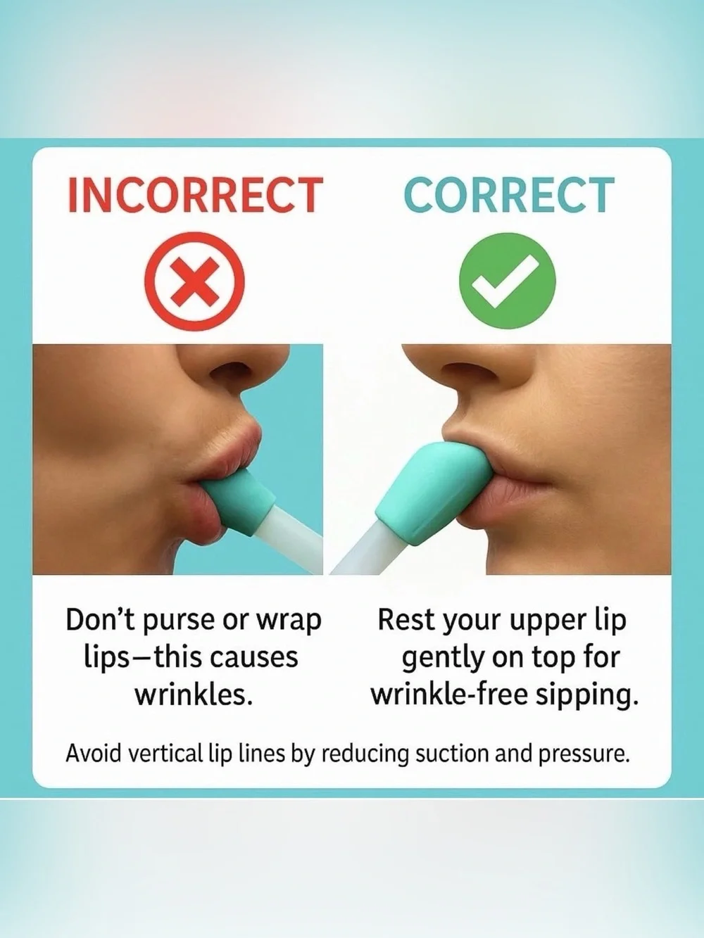 Dentist- Designed Anti-Wrinkle Silicone Straw Topper Attachment for Lips | 2 ...